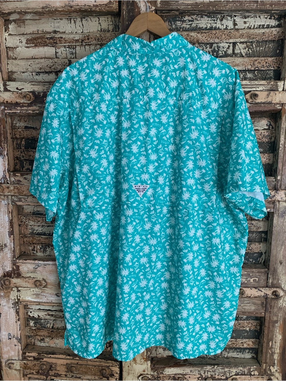 Columbia PFG Super Slack Teal Short Sleeve Floral Button-Down Fishing Shirt, XXL - Picture 2 of 11